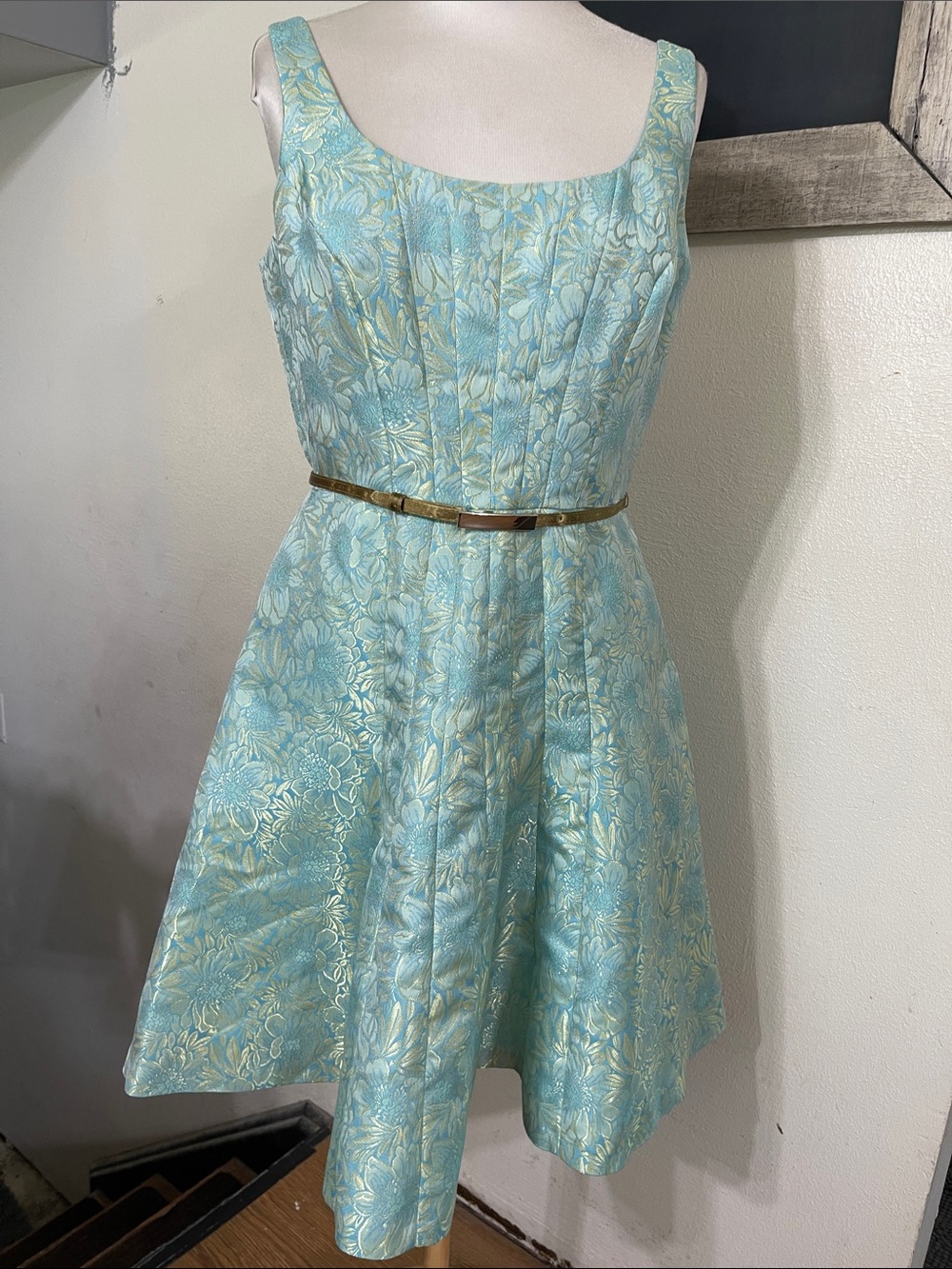 Nine West Gold Floral Dress - Sz 8 NWT